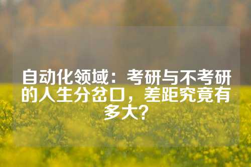自动化领域：考研与不考研的人生分岔口，差距究竟有多大？