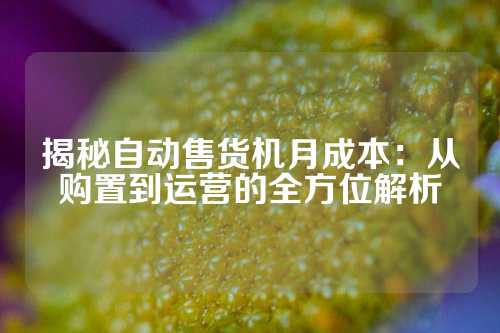 揭秘自动售货机月成本：从购置到运营的全方位解析