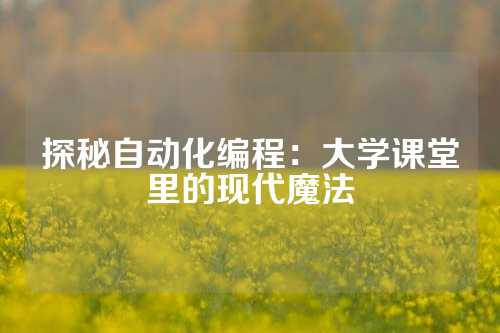 探秘自动化编程：大学课堂里的现代魔法
