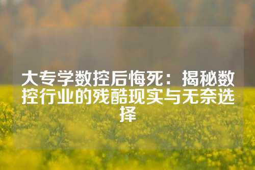大专学数控后悔死：揭秘数控行业的残酷现实与无奈选择