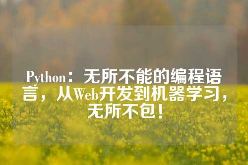 Python：无所不能的编程语言，从Web开发到机器学习，无所不包！