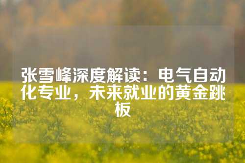 张雪峰深度解读：电气自动化专业，未来就业的黄金跳板