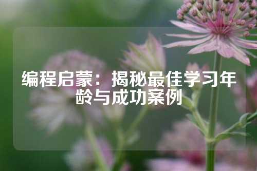 编程启蒙：揭秘最佳学习年龄与成功案例