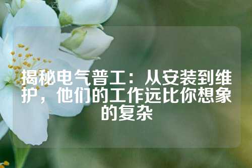 揭秘电气普工：从安装到维护，他们的工作远比你想象的复杂