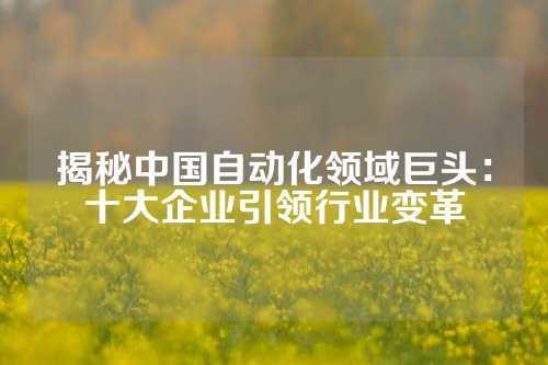 揭秘中国自动化领域巨头：十大企业引领行业变革