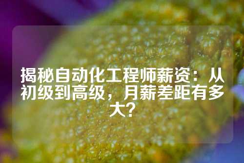 揭秘自动化工程师薪资：从初级到高级，月薪差距有多大？