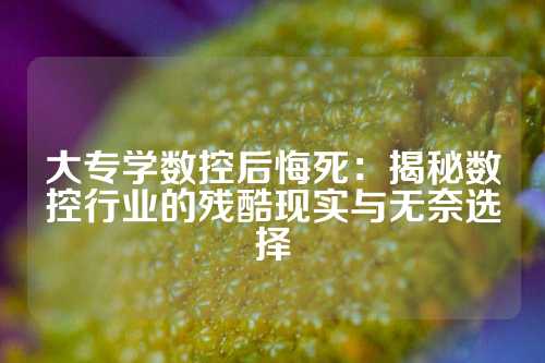 大专学数控后悔死：揭秘数控行业的残酷现实与无奈选择