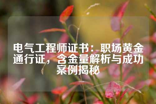 电气工程师证书：职场黄金通行证，含金量解析与成功案例揭秘