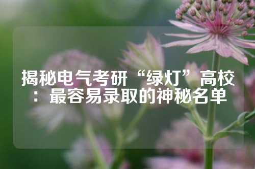 揭秘电气考研“绿灯”高校：最容易录取的神秘名单