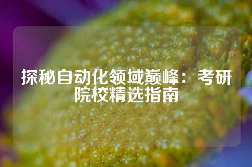 探秘自动化领域巅峰：考研院校精选指南