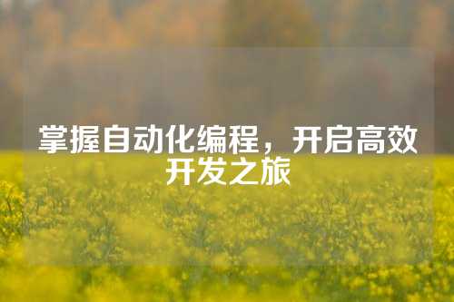 掌握自动化编程,开启高效开发之旅