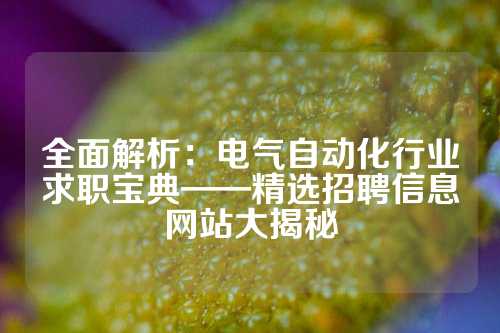 全面解析：电气自动化行业求职宝典——精选招聘信息网站大揭秘