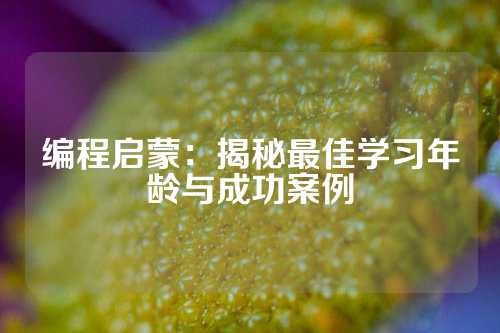 编程启蒙：揭秘最佳学习年龄与成功案例