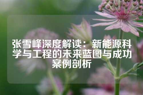 张雪峰深度解读：新能源科学与工程的未来蓝图与成功案例剖析
