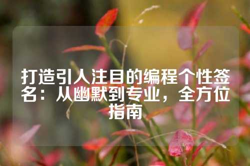 打造引人注目的编程个性签名：从幽默到专业，全方位指南