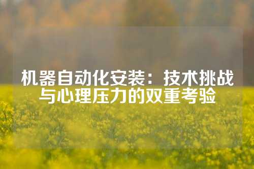机器自动化安装：技术挑战与心理压力的双重考验