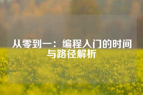 从零到一：编程入门的时间与路径解析