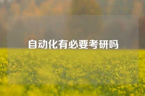 自动化有必要考研吗