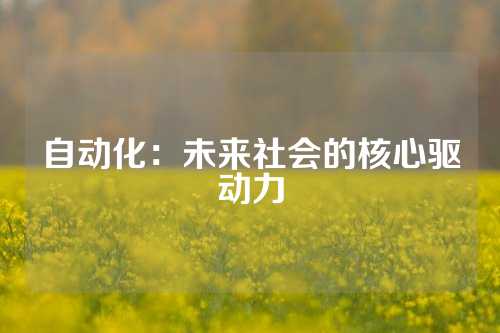 自动化：未来社会的核心驱动力