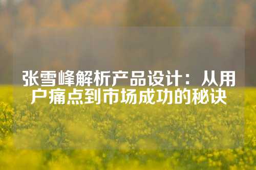 张雪峰解析产品设计：从用户痛点到市场成功的秘诀