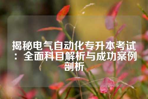 揭秘电气自动化专升本考试：全面科目解析与成功案例剖析