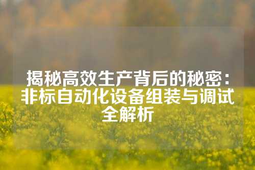 揭秘高效生产背后的秘密:非标自动化设备组装与调试全解析