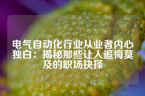电气自动化行业从业者内心独白：揭秘那些让人追悔莫及的职场抉择