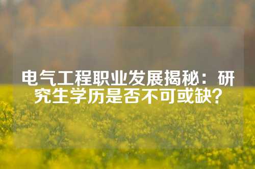 电气工程职业发展揭秘：研究生学历是否不可或缺？