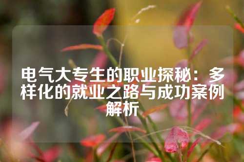 电气大专生的职业探秘:多样化的就业之路与成功案例解析