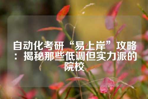 自动化考研“易上岸”攻略：揭秘那些低调但实力派的院校