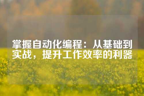 掌握自动化编程：从基础到实战，提升工作效率的利器