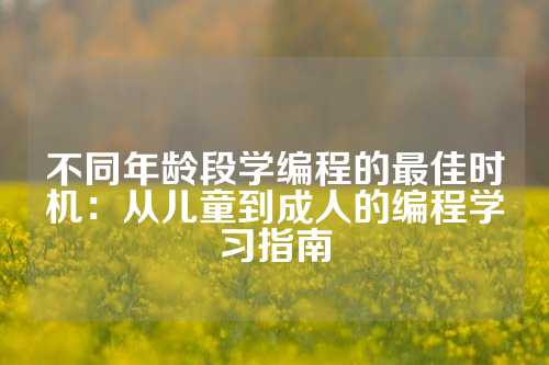 不同年龄段学编程的最佳时机：从儿童到成人的编程学习指南