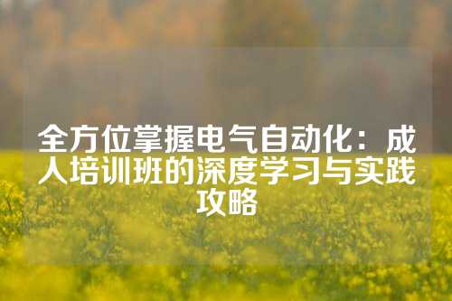 全方位掌握电气自动化：成人培训班的深度学习与实践攻略