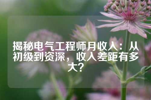 揭秘电气工程师月收入：从初级到资深，收入差距有多大？