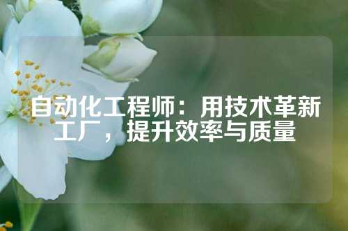 自动化工程师:用技术革新工厂,提升效率与质量