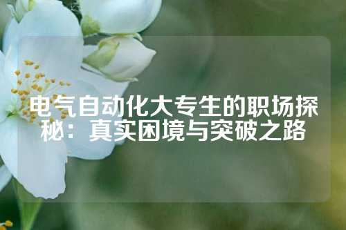 电气自动化大专生的职场探秘：真实困境与突破之路
