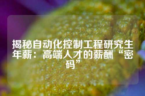 揭秘自动化控制工程研究生年薪：高端人才的薪酬“密码”