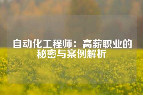 自动化工程师：高薪职业的秘密与案例解析