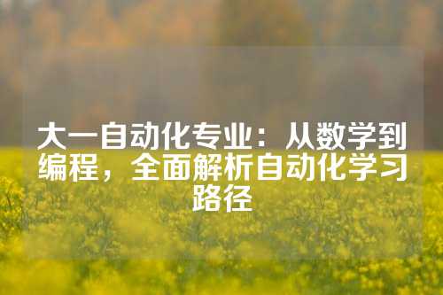 大一自动化专业：从数学到编程，全面解析自动化学习路径