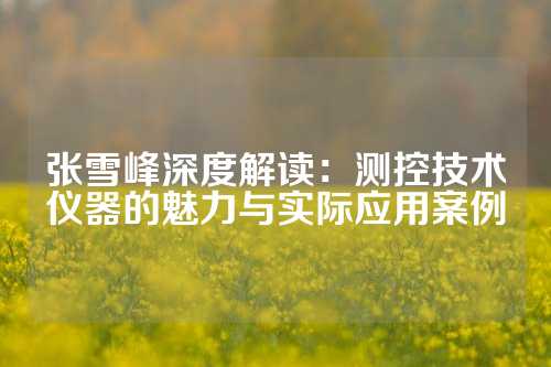 张雪峰深度解读：测控技术仪器的魅力与实际应用案例