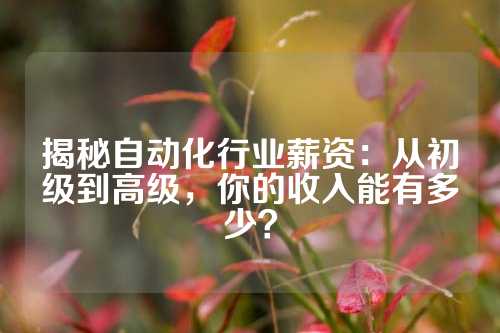 揭秘自动化行业薪资：从初级到高级，你的收入能有多少？