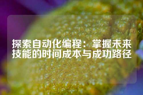 探索自动化编程:掌握未来技能的时间成本与成功路径