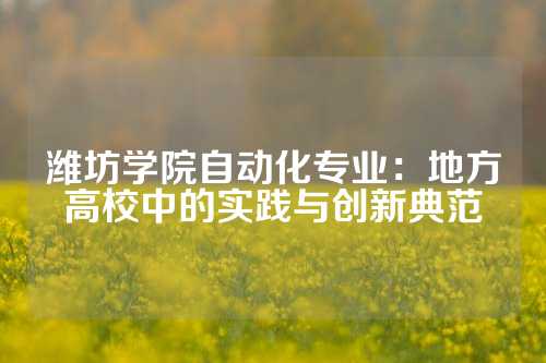 潍坊学院自动化专业：地方高校中的实践与创新典范